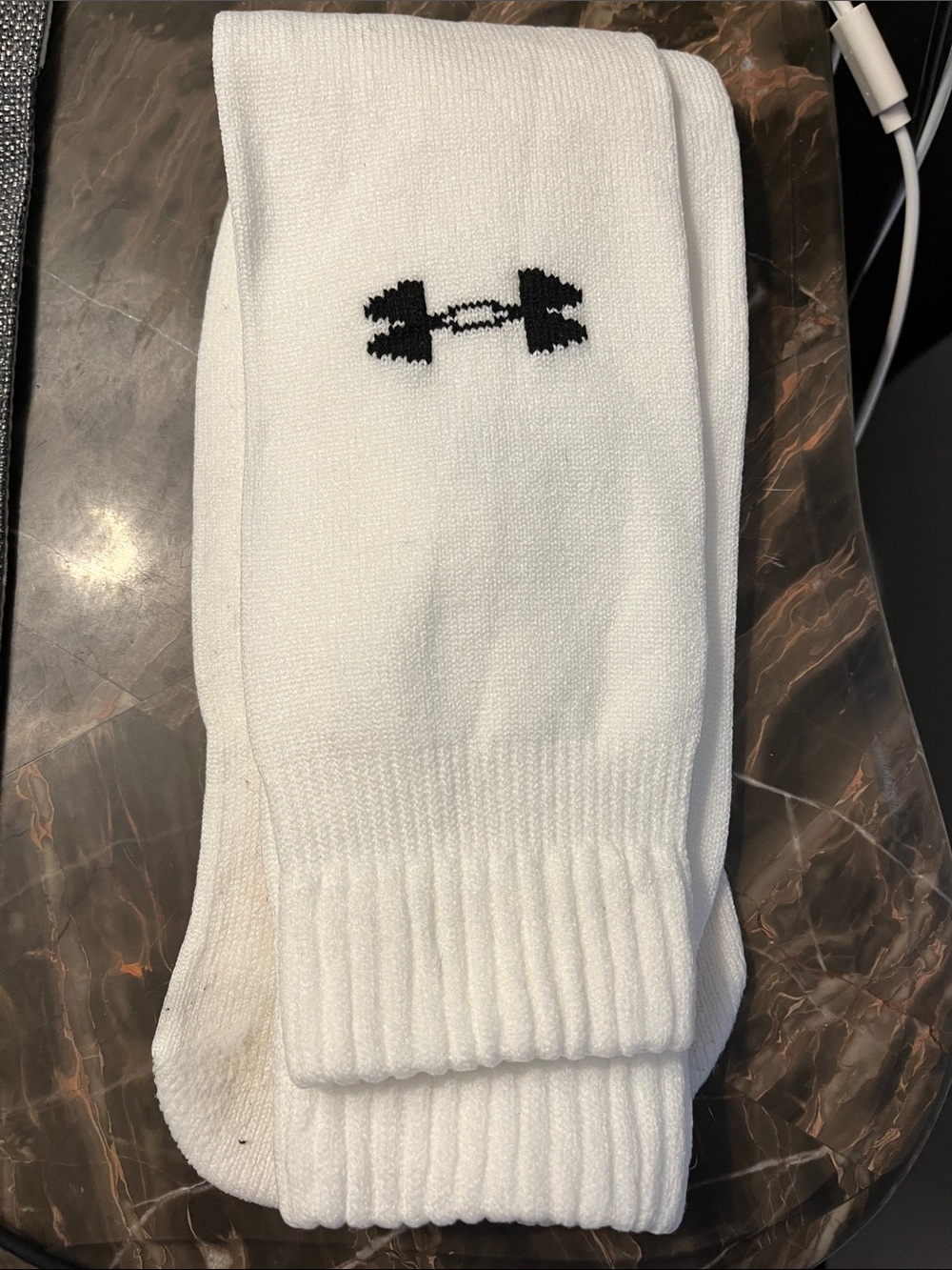 Under Armour White Socks with Black Logo